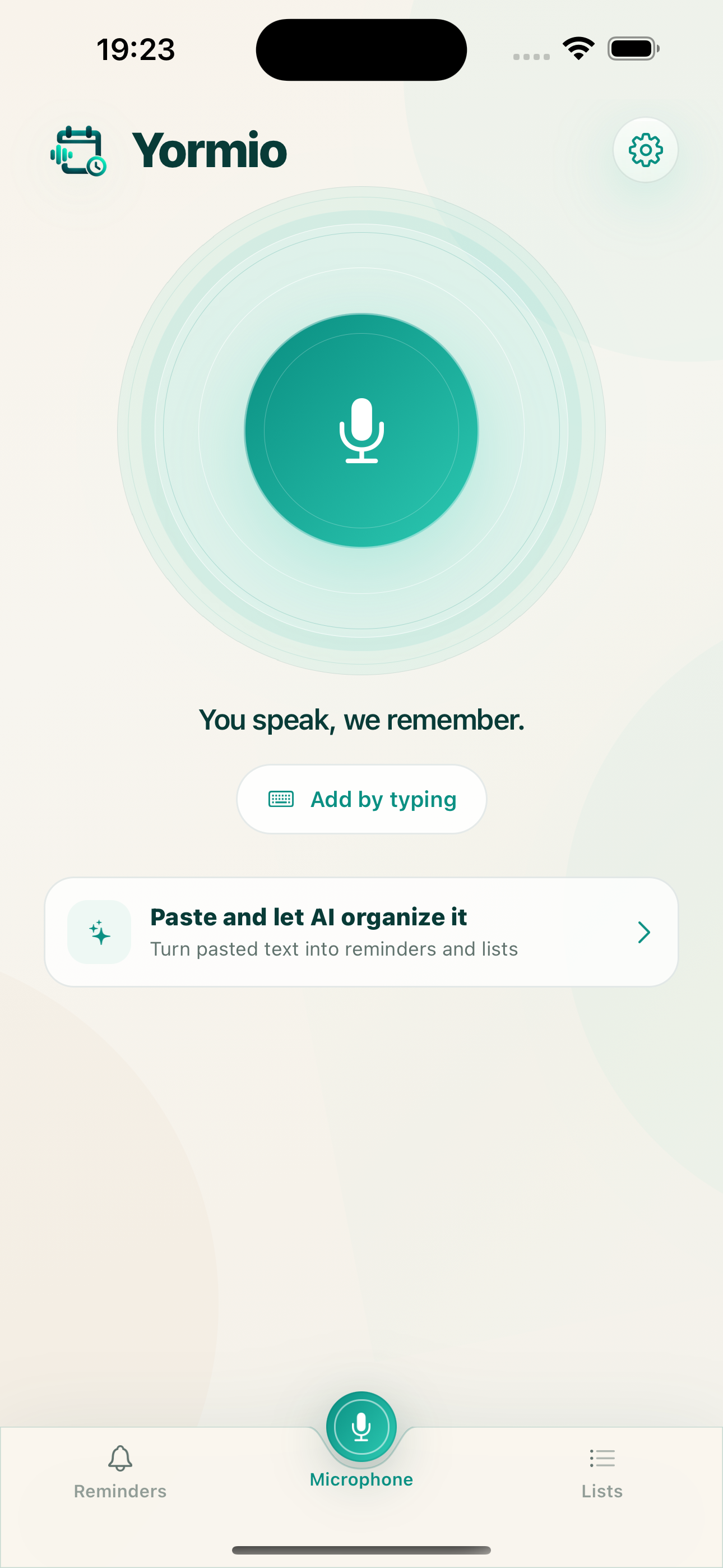 Yormio microphone home screen