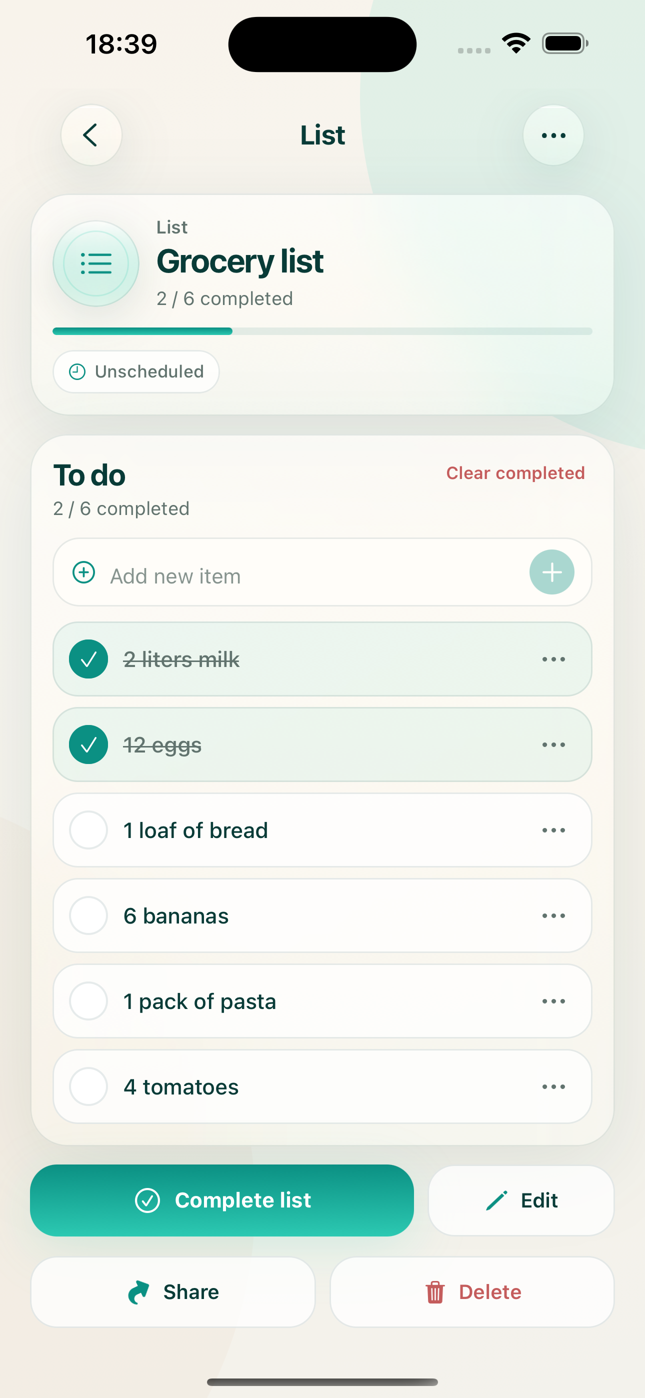 Yormio shopping list details