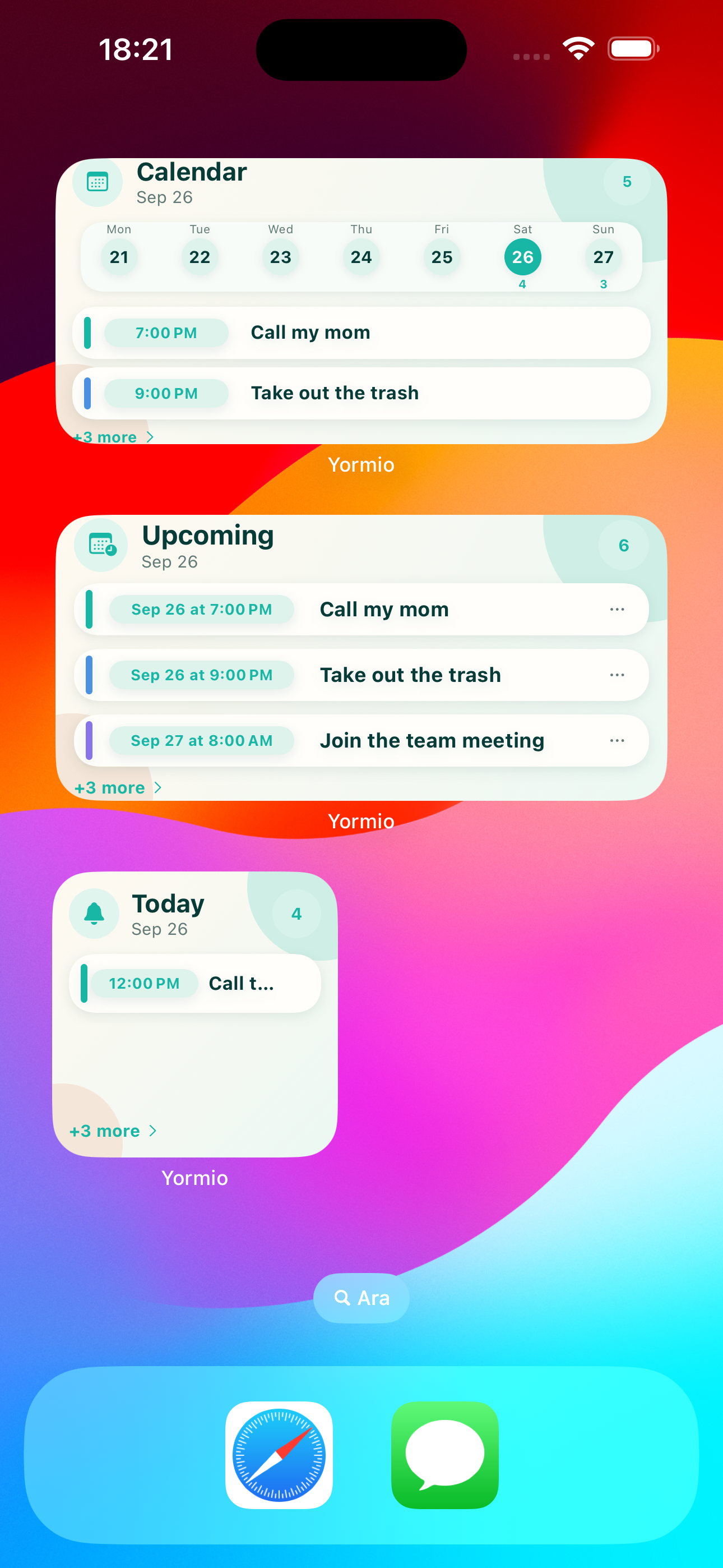Yormio widgets overview